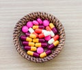 Diferent Tablets pills capsule heap