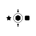 Black solid icon for Diff, shape and different