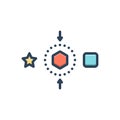 Color illustration icon for Diff, shape and different