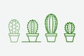 4 difference cactus vector icon set and cactus silhouette vector illustration Royalty Free Stock Photo