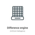 Difference engine outline vector icon. Thin line black difference engine icon, flat vector simple element illustration from Royalty Free Stock Photo