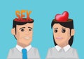 Difference between Man's and Woman's Wants Concept Vector Illust