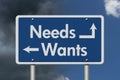 Difference between Needs and Wants Royalty Free Stock Photo