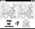 differences activity with cartoon birds coloring page Royalty Free Stock Photo