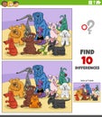 differences activity with cartoon colorful dogs characters group