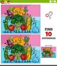 differences activity with cartoon vegetable characters