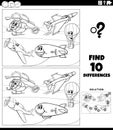 differences activity with flying vehicles characters coloring page