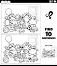 differences activity with toys characters coloring page Royalty Free Stock Photo