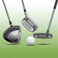 The differences in design and function among the clubs used in the Royalty Free Stock Photo