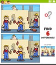 Differences educational game with cartoon workers Royalty Free Stock Photo