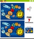Differences educational game with planets and orbs