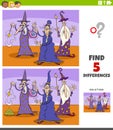 Differences educational task for kids with wizards fantasy characters