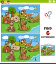 Differences game with cartoon dogs animal characters group Royalty Free Stock Photo