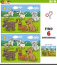 Differences game with cartoon dogs animal characters Royalty Free Stock Photo