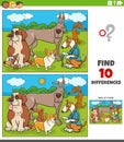 differences game with cartoon dogs characters group Royalty Free Stock Photo