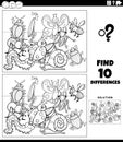 differences game with cartoon insects coloring page