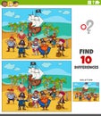 differences game with cartoon pirates on treasure island