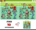 differences game with cartoon robots characters Royalty Free Stock Photo