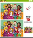 differences game with cartoon women characters