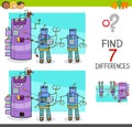 Differences game with comic robot characters Royalty Free Stock Photo