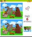 Differences game with dogs animal characters Royalty Free Stock Photo