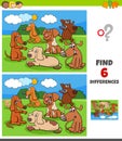 Differences game with dogs and puppies characters Royalty Free Stock Photo