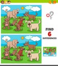 Differences game with happy dogs animal characters Royalty Free Stock Photo