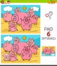 Differences game with pigs farm animals