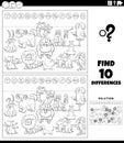 differences games with cartoon dogs as zodiac signs coloring page Royalty Free Stock Photo