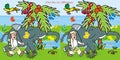 10 differences-man and elephant, game, activity, eps.