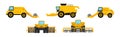 Different Agriculture Machinery and Industrial Farm Equipment Vector Set