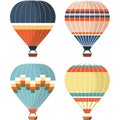 Different air hot balloon vector isolated icon set