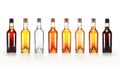 Different alcoholic bottles isolated on white created with Generative AI