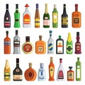 Different alcoholic drinks in bottles Royalty Free Stock Photo