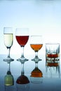 Different Alcoholic Drinks in glass and goblets Royalty Free Stock Photo