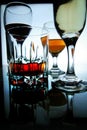 Different Alcoholic Drinks in glass and goblets