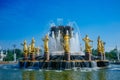 Russian Motherland - VDNKh golden Friendship of Nations fountain 3 Royalty Free Stock Photo