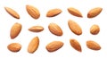 Different angle of raw almonds