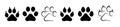 Different animal paw. Paw prints silhouette. Footprints dog and cat with claw. Imprint legs isolated