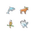 Different animal species printable patches