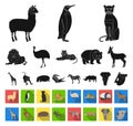Different animals black,flat icons in set collection for design. Bird, predator and herbivore vector symbol stock web Royalty Free Stock Photo