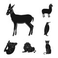 Different animals black icons in set collection for design. Bird, predator and herbivore vector symbol stock web Royalty Free Stock Photo