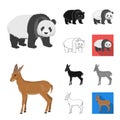 Different animals cartoon,black,flat,monochrome,outline icons in set collection for design. Bird, predator and herbivore Royalty Free Stock Photo