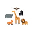 Different animals flat design icons set Royalty Free Stock Photo