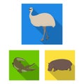 Different animals flat icons in set collection for design. Bird, predator and herbivore vector symbol stock web Royalty Free Stock Photo