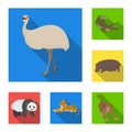 Different animals flat icons in set collection for design. Bird, predator and herbivore vector symbol stock web Royalty Free Stock Photo