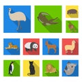 Different animals flat icons in set collection for design. Bird, predator and herbivore vector symbol stock web Royalty Free Stock Photo