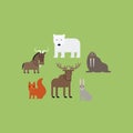 Different animals flat icons set Royalty Free Stock Photo