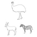 Different animals outline icons in set collection for design. Bird, predator and herbivore vector symbol stock web Royalty Free Stock Photo