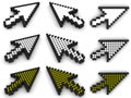 Different arrow cursors on white Royalty Free Stock Photo